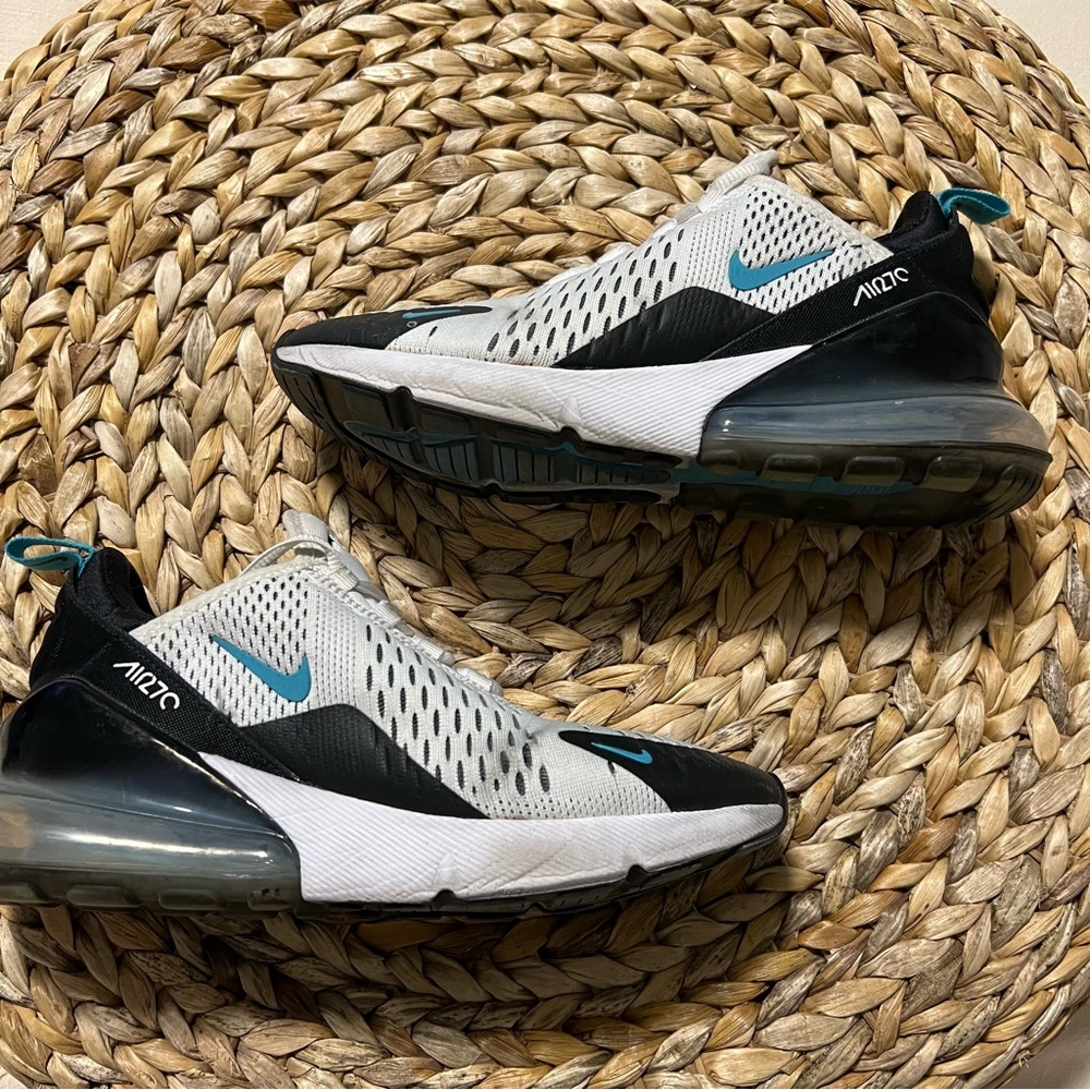 Nike Air Max 270 in Black, White, and Teal Boys 5Y Women's 7-7.5